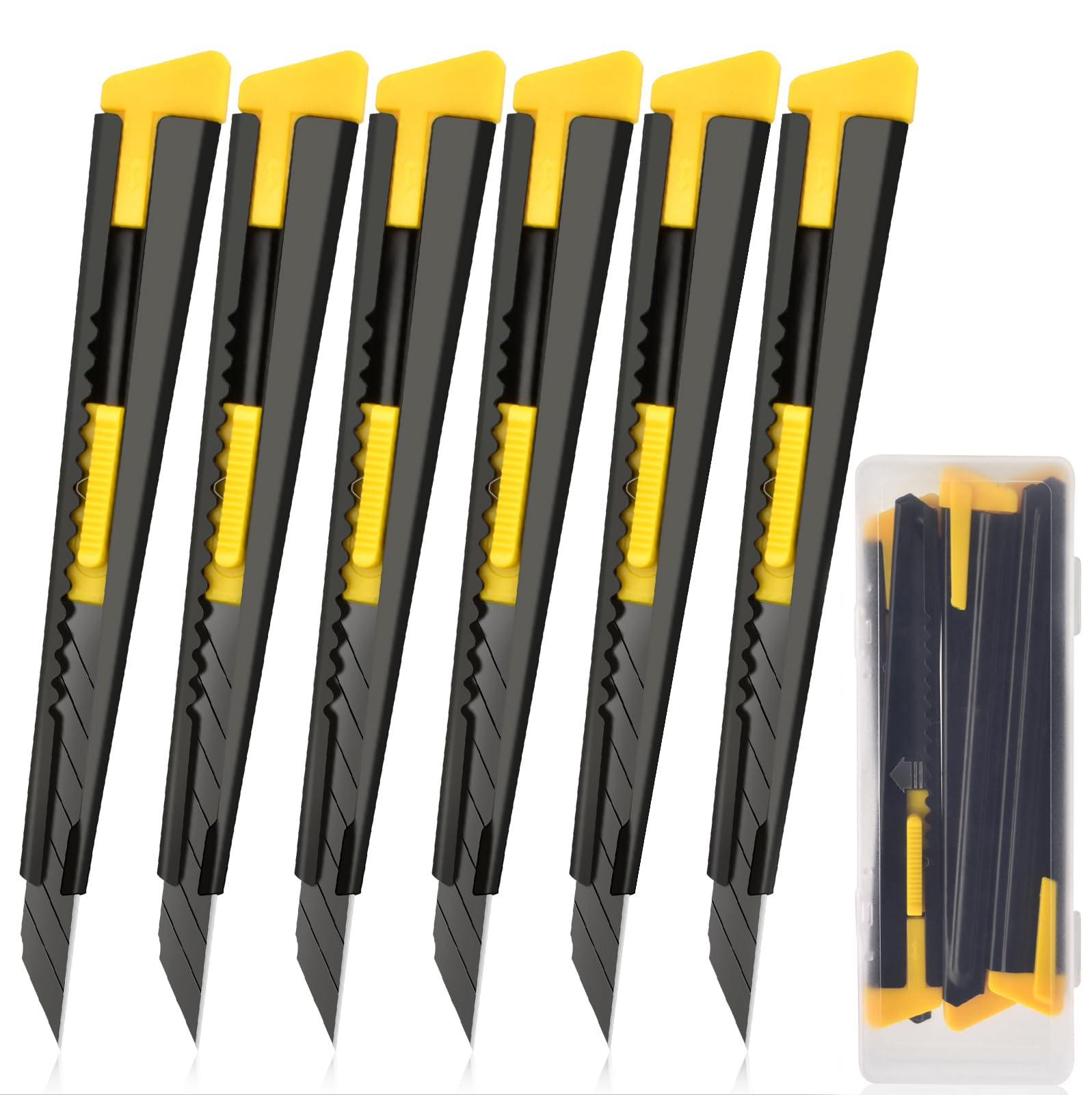 Photo 1 of 6 Pack Utility Knife Box Cutter Retractable, 9MM Snap-Off Exacto Knife Blades, Safety Box Opener Tool for Package Opener, Cutting Carboard, Craft Use, Razor Knife
