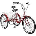 MOONCOOL Adult Tricycles 3 Wheel 7 Speed Trikes, 20/24/26 inch Adult Trikes 3 Wheeled Bike with Basket for Seniors, Women, Men.