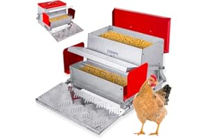 COZOFU Feeders Automatic Chicken Feeder - Large Capacity for 6-12 Chickens, Lasts 10 Days (25lb Feed), Durable Galvanized Steel, Rat-Proof, No-Spill, Weatherproof Lid