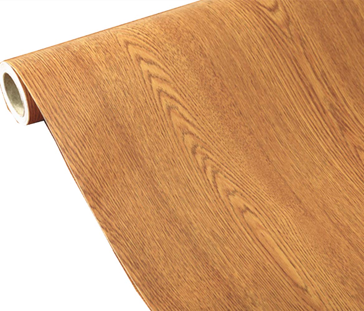 Photo 1 of TOOLDECO Peel Stick Wood Grain Wallpaper Countertop Paper Funitures Decorative Vinyl Sticker (15.8X79Inch, Light orange shade) (15.8Inch*79Inch)