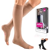 mediven Plus for Women & Men, 20-30 mmHg – Knee High Compression Socks with Silicone Top Band, Open Toe Leg Circulation, Opaque Leg Support Compression Coverage, VII, Beige