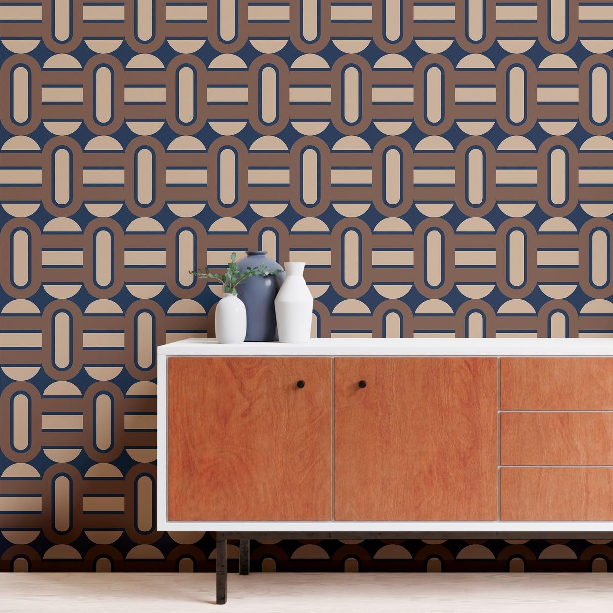 A.S. Création Retro 70's Shapes Wallpaper Blue/Brown/Beige Retro Chic 395363 8.50m x 0.53m Paste The Wall