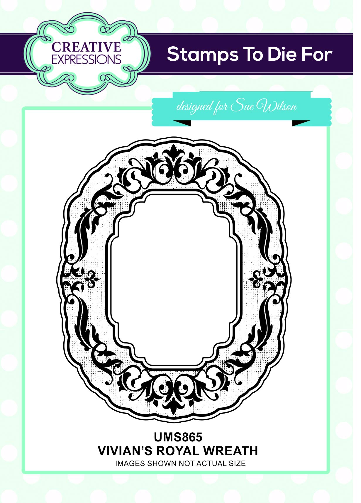 Creative Expressions Vivian's Royal Wreath-Pre Cut Rubber Stamp, Grey, 9.7 x 11.6