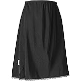 Half Slip For Women and Girls for Underdress- Non-Cling, Slight Flare Silky Nylon Underskirt - knee length, Lace Trim