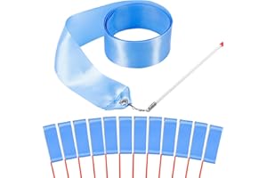 HiUnicorn 12PCS Blue Dance Ribbons, Blue Party Favors, Ribbon Dancer Wand for Kids Gymnastics Birthday Circus Carnival Party Decoration Accessories