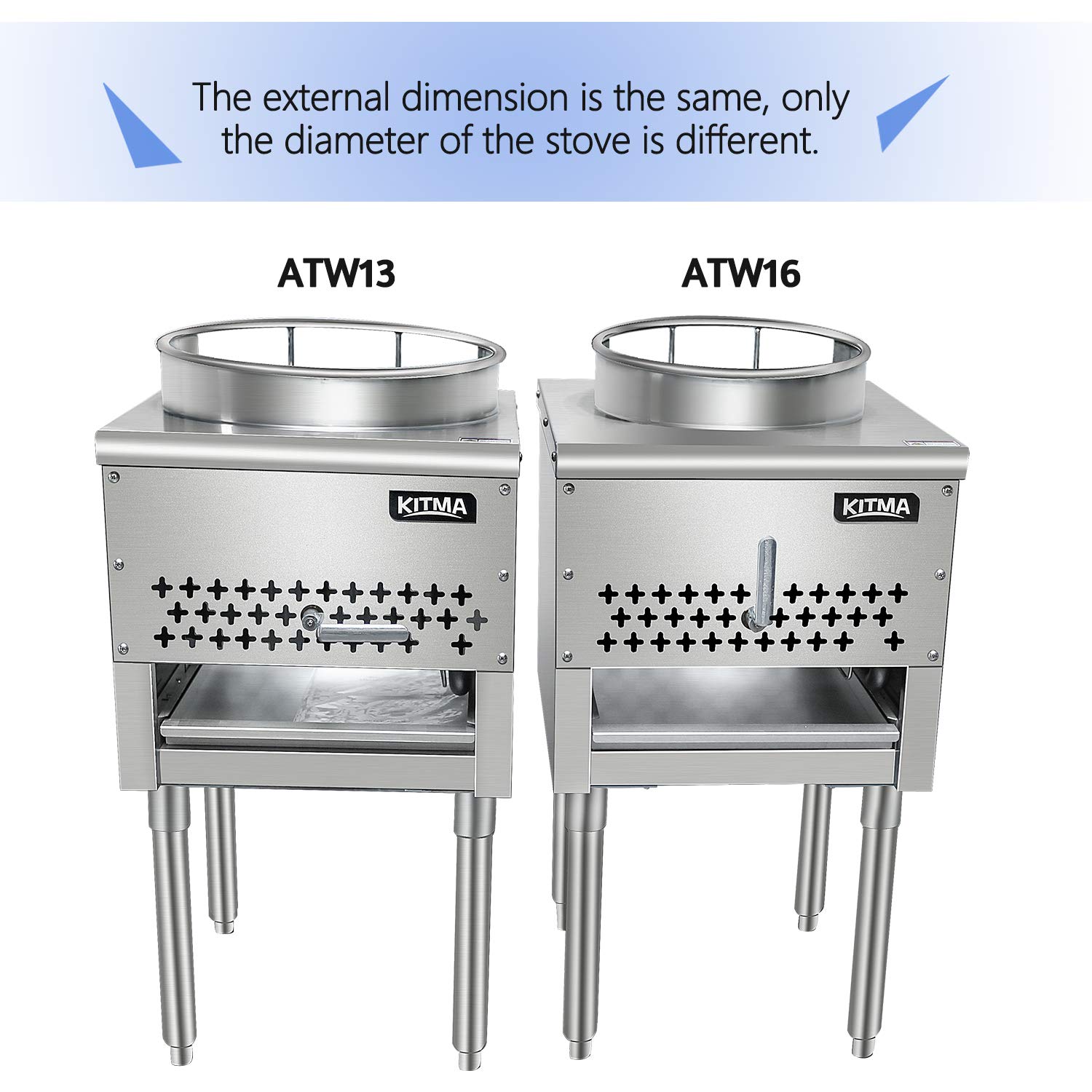 KITMA 16" Gas Wok Range Commercial Natural Gas Cooking Range Restaurant Equipment, 110,000