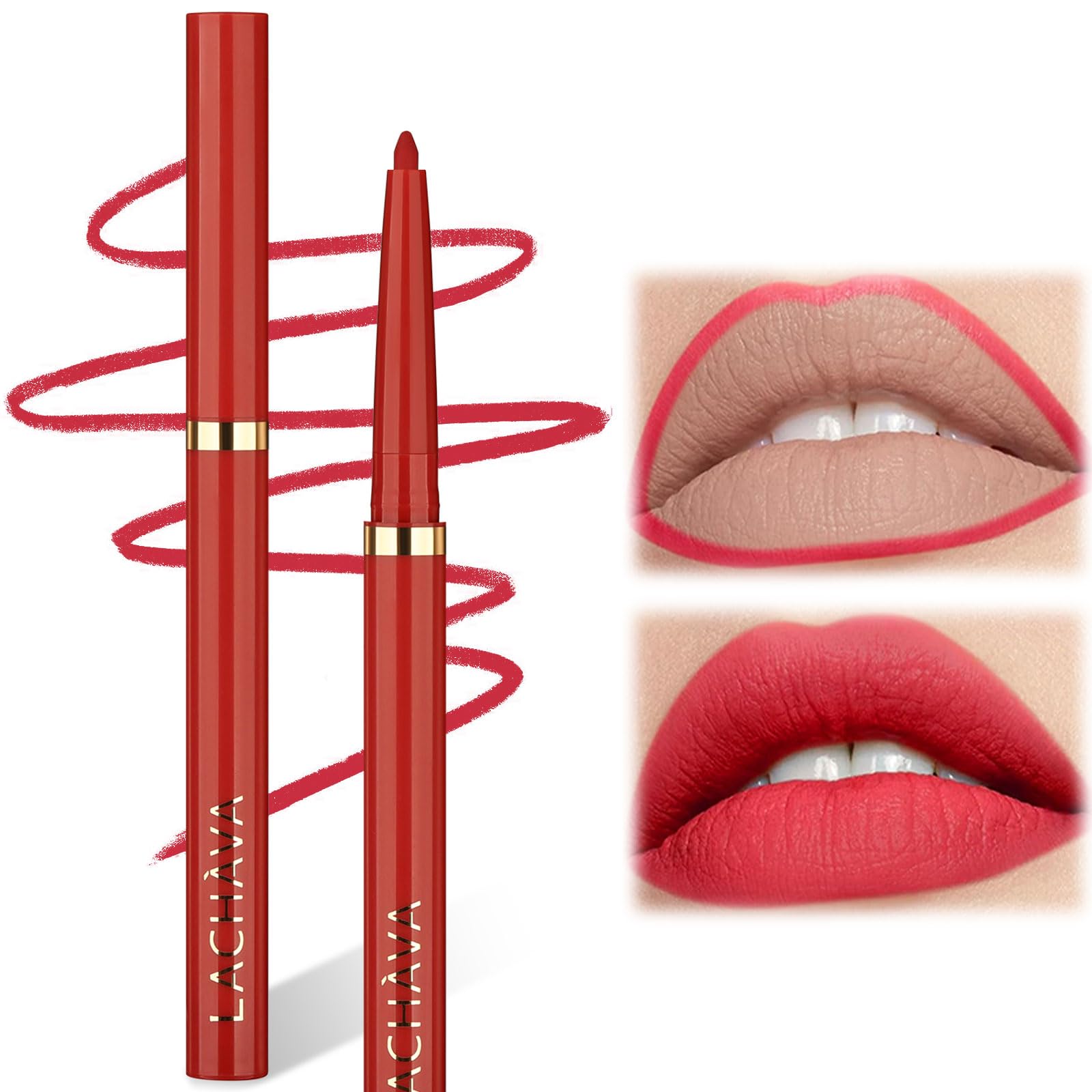 12 Colors Waterproof Nude Lip Liners Pencil - Matte Lip Liner Stain Long Lasting and Waterproof Lip Liner Pencil Non-Stick Cup for All Skin Types (#06, 7.3g)