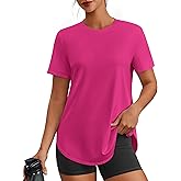 PINSPARK Workout Tops for Women Short Sleeve Athletic Shirts UPF 50+ Quick Dry Running Outfits for Exercise Gym Hiking S-3XL