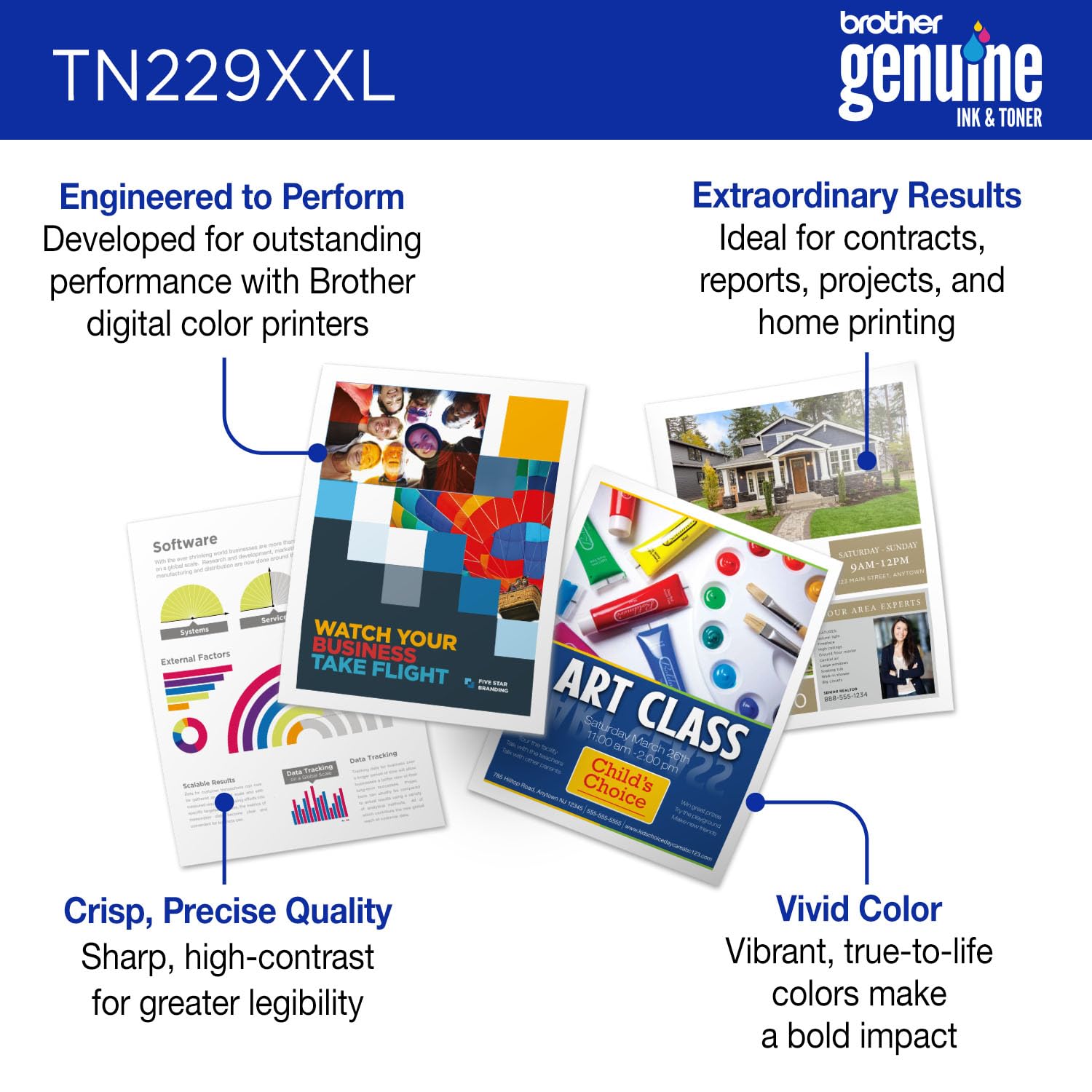 Brother Genuine TN229XXLBK Black Super High Yield Printer Toner Cartridge - Print up to 4,500 Pages(1), Compatible with HL-L3295CDW, HL-L8245CDW, MFC-L3780CDW, and MFC-L8395CDW Printers