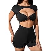 MakeMeChic Women's Date Night Rompers Sexy Rave Bodysuits Sleeveless Going Out Tops