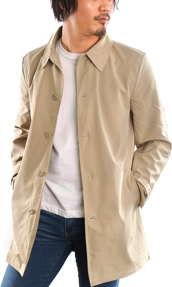 Amazon ナイラス Nylaus ステンカラーコート メンズ 防風加工 ストレッチ 無地 黒 ネイビー ベージュ 秋 冬 ロングコート オーバーコート カジュアル ビジネスコート きれい目 通勤 防寒 ベージュ Ll コート ジャケット 通販