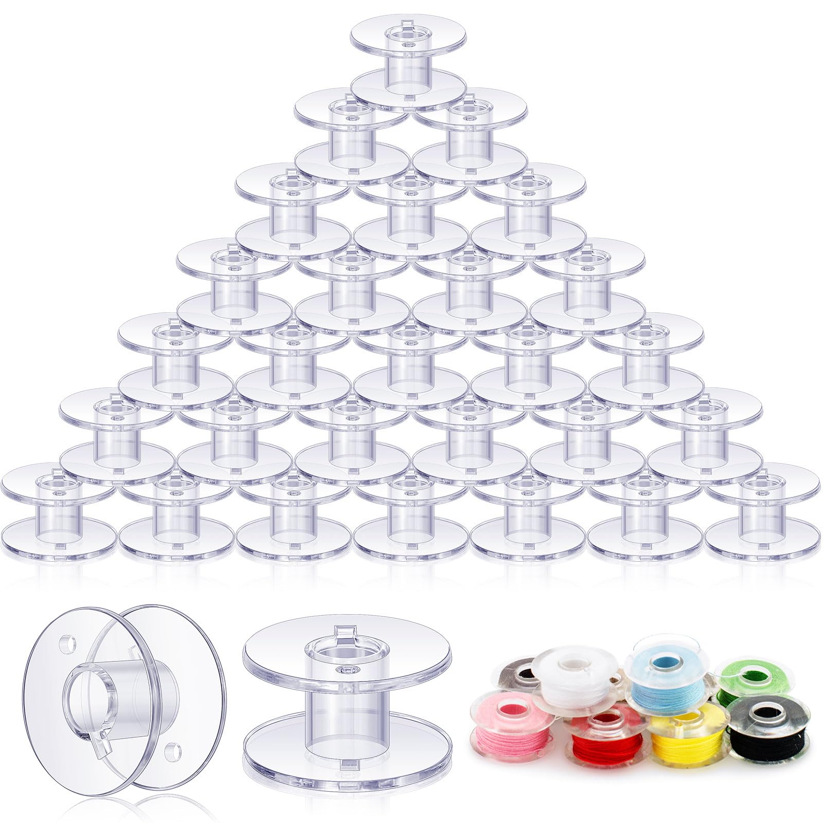 Photo 1 of Timgle 200 Pcs Plastic Class 15 Bobbins Bulk Compatible with SA156 Sewing Machine Transparent Sewing Bobbins Bulk for Thread Embroidery Spool Parts Machines