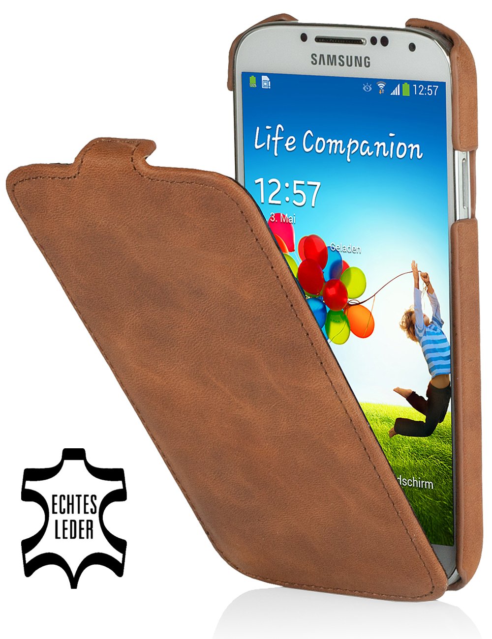 Style Ultra-Slim Mobile Phone Case Cover For Samsung Galaxy S4 I9500 & I9505, Cognac Vintage — image 1