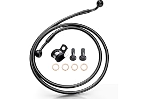 MoKitDora 46.5" Stainless Steel Braided Extended Front Brake Lines Oil Hose for Harley 2004-up Sportster 2018-up Softail Models 16" Handlebar without ABS, Black
