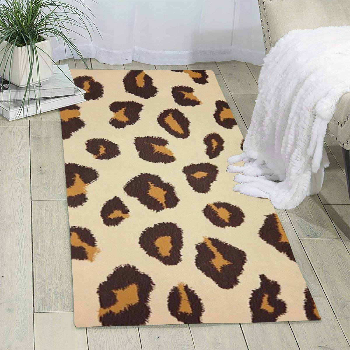 Amazon Com Bghnifs Yellow Leopard Print Area Rug Runner Rug