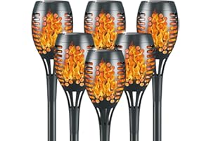 Bebrant Solar Torch Lights Outdoor,Flickering Dancing Flames Waterproof Outdoor Landscape Decorations Lighting Dusk to Dawn Auto On/Off Solar Lights for Garden Yard 6 Pack