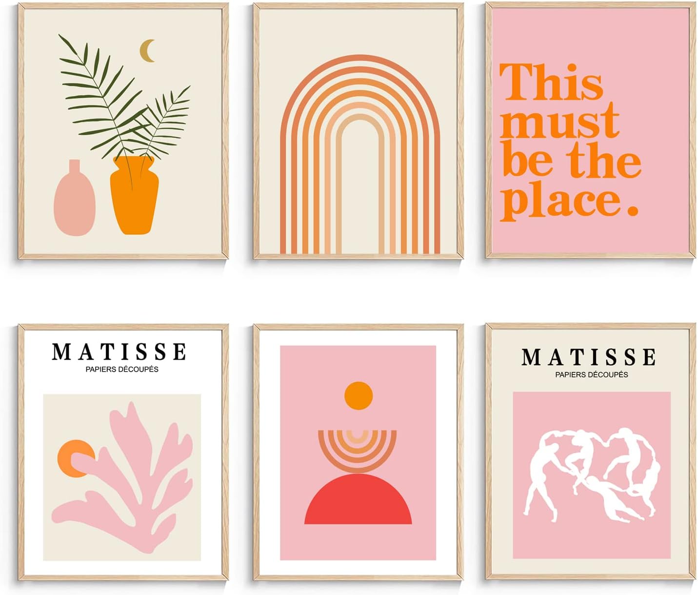 Wall Décor - XBYGIMI Matisse Wall Art and Boho Wall Art Prints UNFRAMED,Minimalist Aesthetic Wall Images Decor,Matisse Print Set,Orange Wall Art,Boho Wall Posters for Room Aesthetic,8x10in, Set of 6