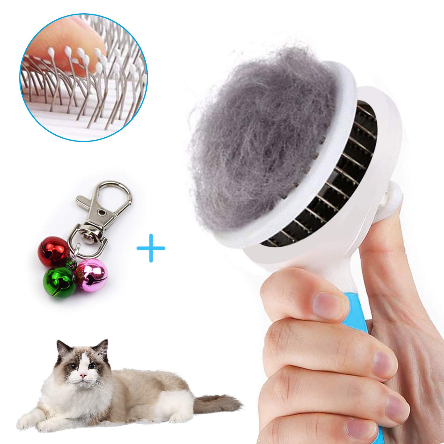 Cat Brush, Self Cleaning Slicker Brushes for Shedding and Grooming Removes Loose Undercoat, Mats and Tangled Hair Grooming Comb for Cats Dogs Brush Massage-Self Cleaning: Beauty