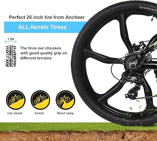 Amazon.com: ANCHEER bicicleta de montaña eléctrica plegable ...
