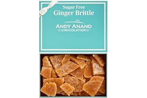 ANDY ANAND CHOCOLATIER Andy Anand Old Fashioned Sugar Free Ginger Brittle, with chunks of Real Ginger, Keto & Diabetic-Friendly, Amazing Delicious & Divine, Gluten Free Non-GMO, Vegan, No Artificial Flavors or Dyes (1 lbs)