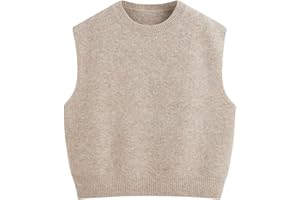 CIDER Women's Knit Sweater Vest Loose Fit Sleeveless Round Neck Oversized Pullover Sweater