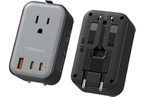TESSAN Travel Adapter PD 20W, International Power Adapter 2 USB C 1 USB A, Ultra Thin Universal Plug Adaptor Worldwide Outlet for US to European UK Italy Spain New Zealand (Type C G A I)