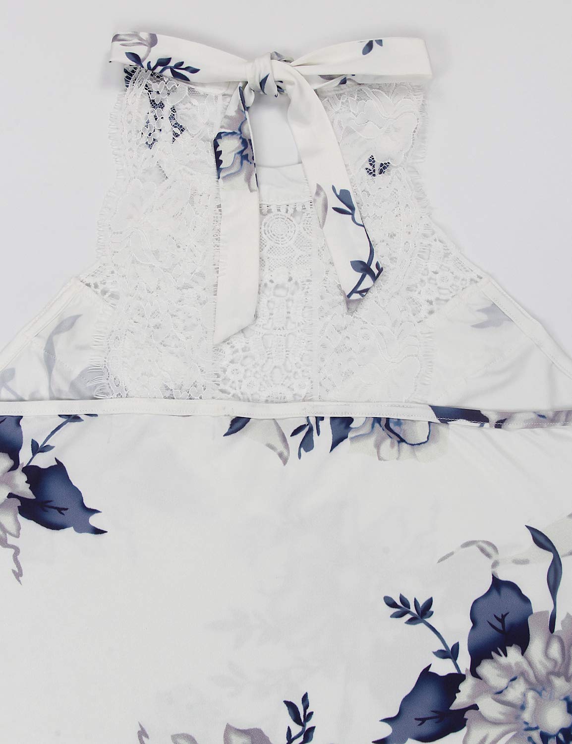 Blooming Jelly Women\'s Sleeveless Halter High Neck Tank Top Lace Floral Cold Shoulder Blouse Backless Flowy Top(White, XL)