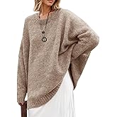 ALPSWARE Womens Oversized Tunic Sweaters Crew Neck Chunky Knit Slouchy Casual Pullover Long Sweater Tops