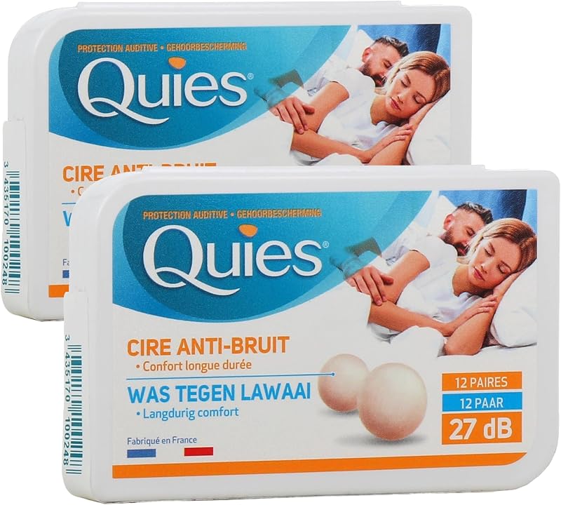 Quies Boules Natural Wax Earplugs Pack 2 x 12 Pairs