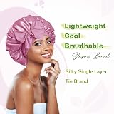 BONNET QUEEN Silk Bonnet Sleeping Cap for Curly Hair Medium Light Rose Gold view 2