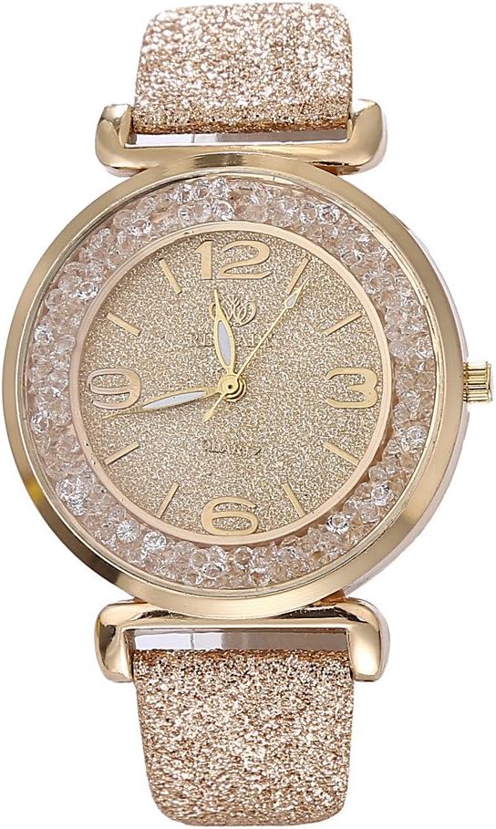 Women Watch, Fashion Crystal Analog Quartz Stainless Steel Case Leather Band Watch Casual Business Dress Watches Wrist Watch Sport Watch Christmas Birthday Gifts