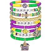 NVENF Rainbow Heishi Bracelets for Women Stackable African Vinyl Disc Bead Stretch Bracelets Bohemia Layered Surfer Bracelets Summer Beach Accessory