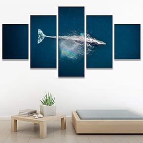 SIGNWIN 5 Panel Canvas Wall Art Colorful Fish...
