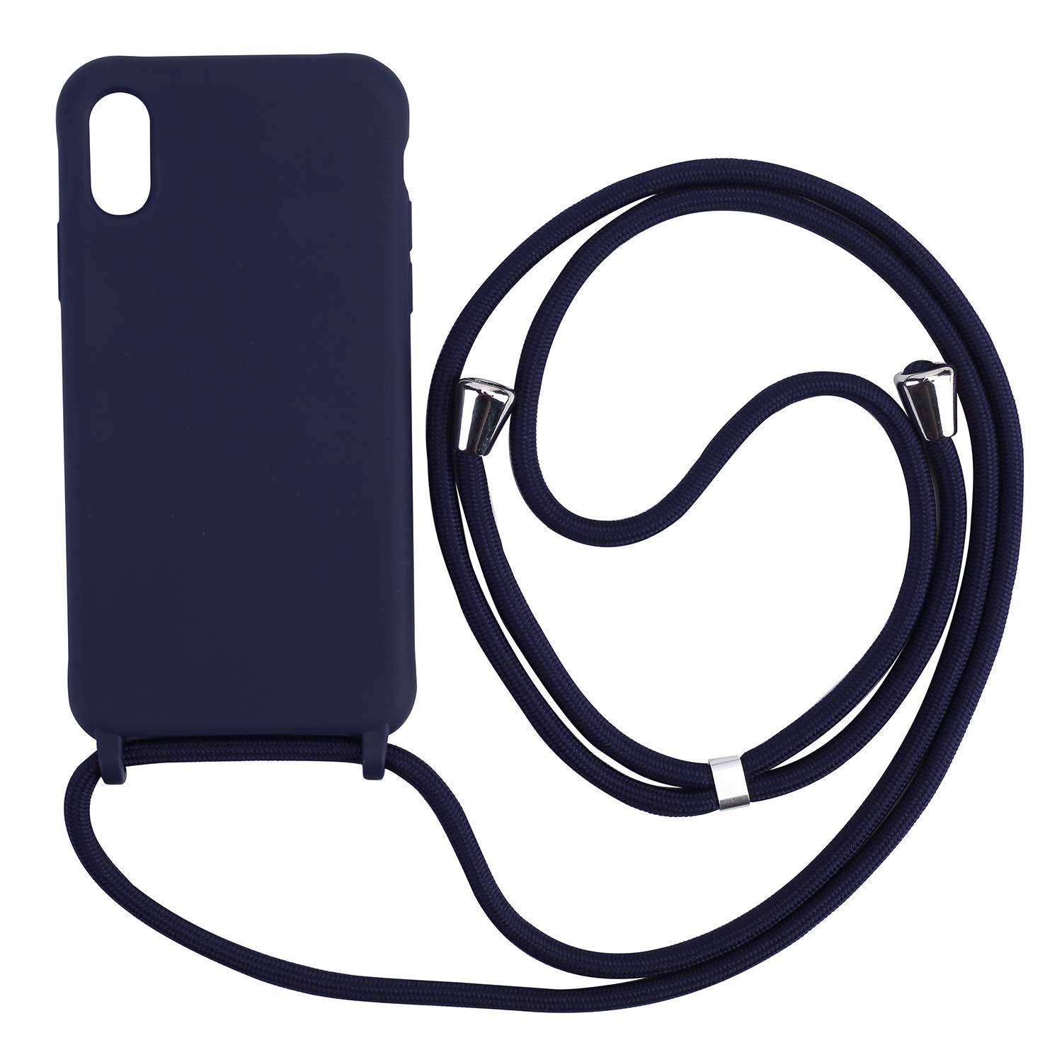 PuYu Zhe Compatible With iPhone Xs Max Case,Soft Matte Silicone TPU Crossbody Cover with Adjustable Neck Cord Lanyard Strap,Slim Stylish Shockproof Lanyard Case-Dark Blue — image 1