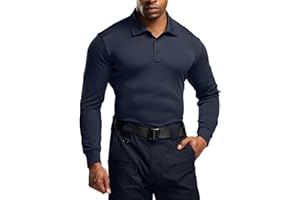 CQR Men's Polo Shirt, Long Sleeve Tactical Shirts, Outdoor UPF 50+ Pique Shirt, Dry Fit Lightweight Golf Shirts
