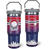 30oz Atlanta Tumbler with Handle and Straw, Atlanta Gifts for Men, Stainless Steel Vacuum Insulated Flip Straw Spill Proof Travel Mug Cup (1 Piece)