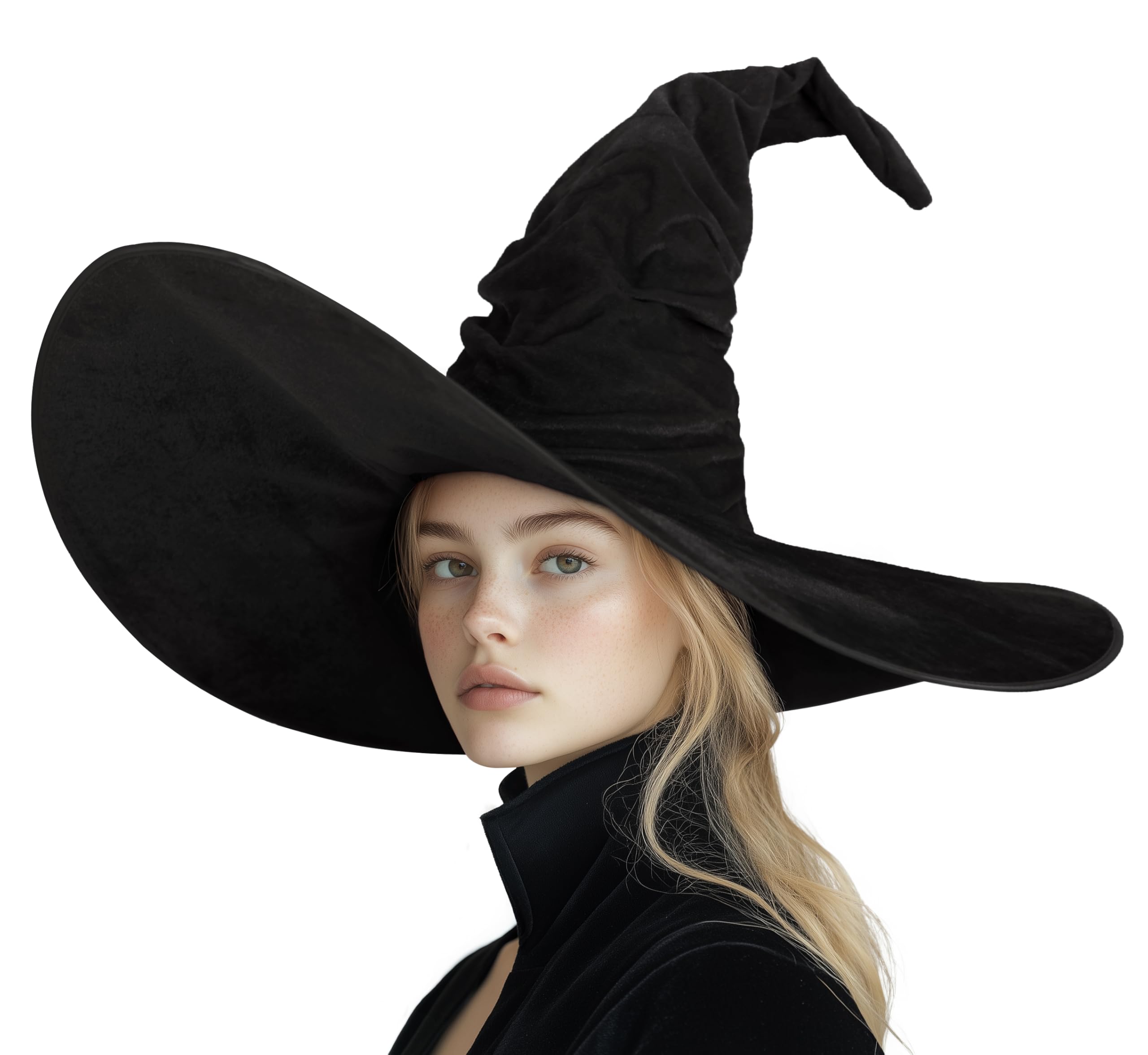 Photo 1 of MCJC Witch Hat For Adult,Ruched Wide Brim,Halloween Masquerade Party Costume Accessory