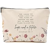 Watercolor Wildflower Makeup Bag for Women, Bible Verse Portable Travel Organizer Toiletry Cosmetic Bag with Zipper, Roomy Makeup Bags Skincare Pouch Travel Accessories, Christian Gifts