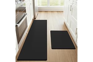OLANLY Anti Fatigue Kitchen Mats for Floor, Non-Slip Washable Kitchen Rugs Set of 2, 17.3"x59"+17.3"x30", Comfort Waterproof 