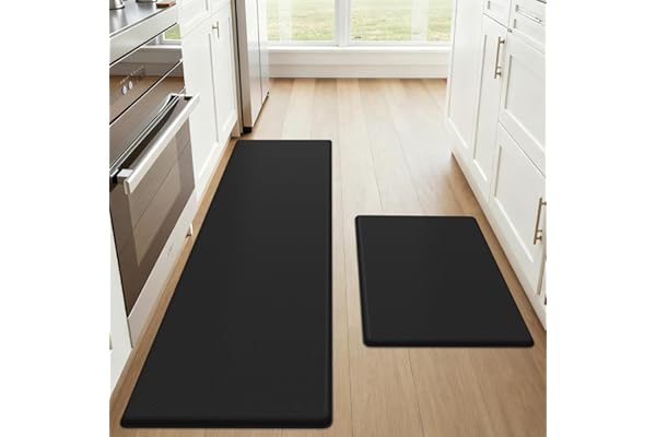 OLANLY Anti Fatigue Kitchen Mats for Floor, Non-Slip Washable Kitchen Rugs Set of 2, 17.3"x59"+17.3"x30", Comfort Waterproof
