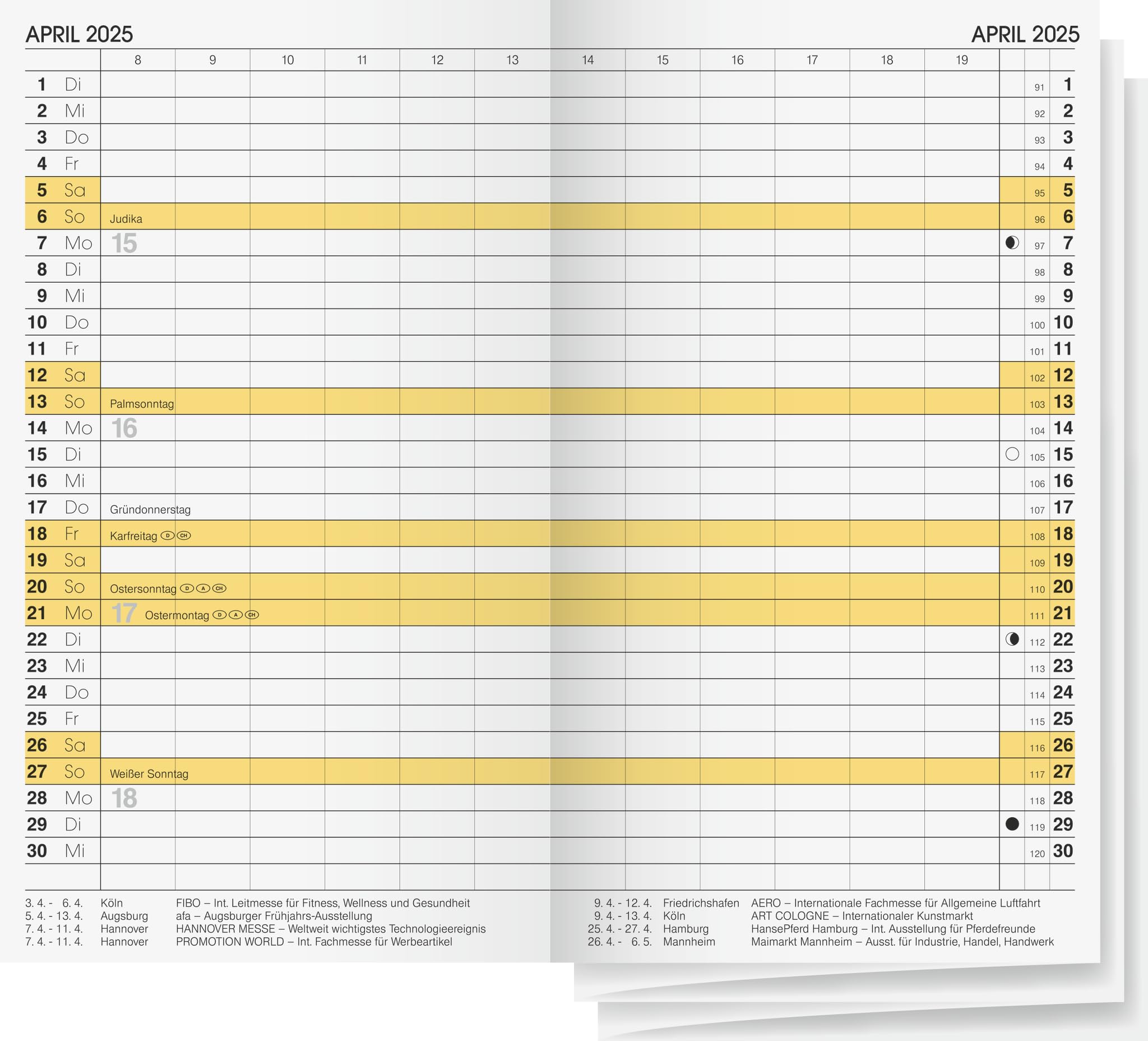 BRUNNEN Monthly Replacement Calendar Model 746 (2025), 2 Pages = 1 Month, A6