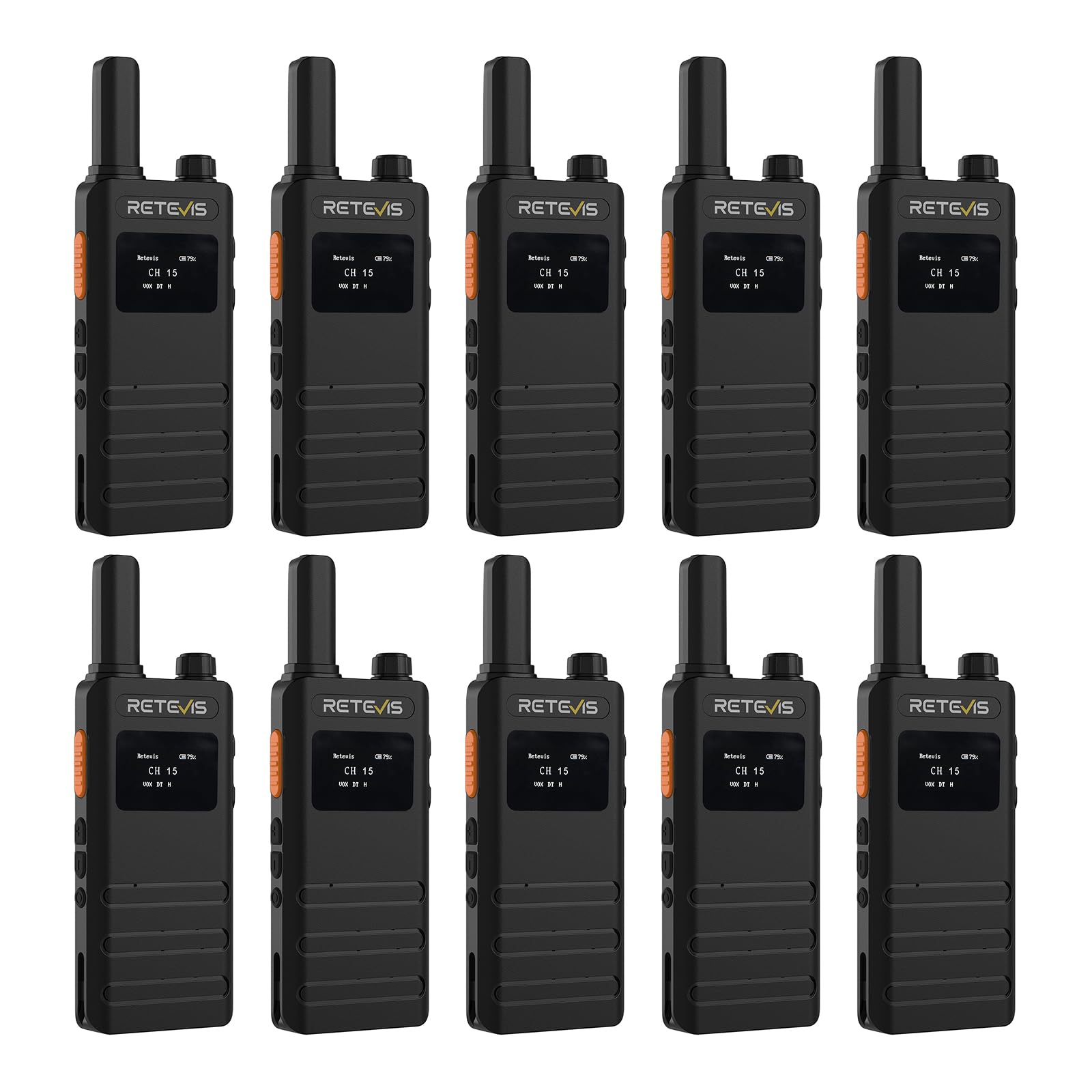 Photo 1 of Retevis B3S Walkie Talkies for Adults, Compact Two Way Radio with LCD Screen, 1620mAh Battery USB-C Charging Cable, VOX, Mini Walkie Talkies for Business Warehouse School Hotel (10 Pack)