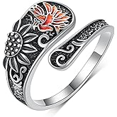 Peireara Spoon Rings for Women 925 Sterling Silver Thumb Ring Adjustable Phoenix Rings Phoenix Jewelry Vintage Spoon Ring Gifts for Mom Women