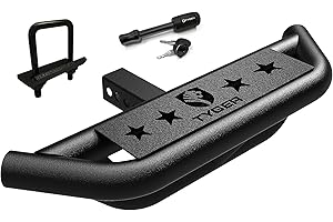 Tyger Auto TG-HS8U81238 Hitch Armor Compatible with Vehicles with 2" Hitch Receiver | Textured Black | Hitch Step | Rear Bumper Guard Protector | with Pin Lock and Stabilizer