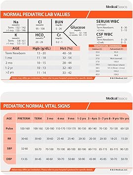 Pediatric Lab Values And Vital Signs Medical Reference Id Badge Card Scrubnotes Reference Sheets For Doctors And Nursing Amazon Ca Office Products