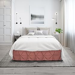 Nestl Pink Clay Bed Skirt Queen Size, Pinch Pleat