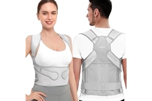 Vicorrect Posture Corrector for Women and Men: Back Support Brace Relieve Upper Back Shoulders Pain (Gray, Large)