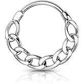 Agrewd Septum Rings, 16G Chain Septum Jewelry, Dainty Helix Daith Earrings for Women, Stainless Steel Helix Daith Piercing Jewelry