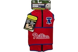 PETS FIRST MLB Philadelphia Phillies Dog Anxiety Shirt Calming Soothing Vest for Dogs Cats with Anxiety, Fears, Fireworks, Loud Noises, Dark, Lonely Keeps Dogs Calm Feeling Safe, Relaxing Jacket, Small