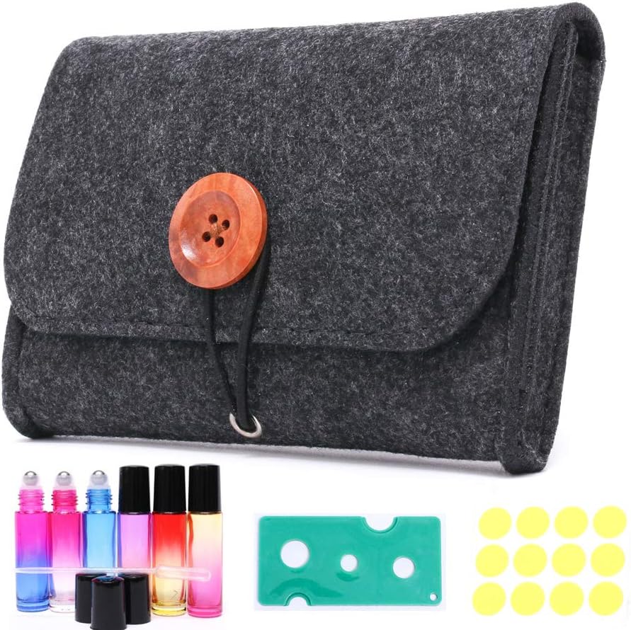 10ML Roller Bottles for Essential Oils 6 Packs includes Carrying Bag, Aromatherapy DIY Oil Perfume Blends Tool kit Accessories for doTERRA, Young Living